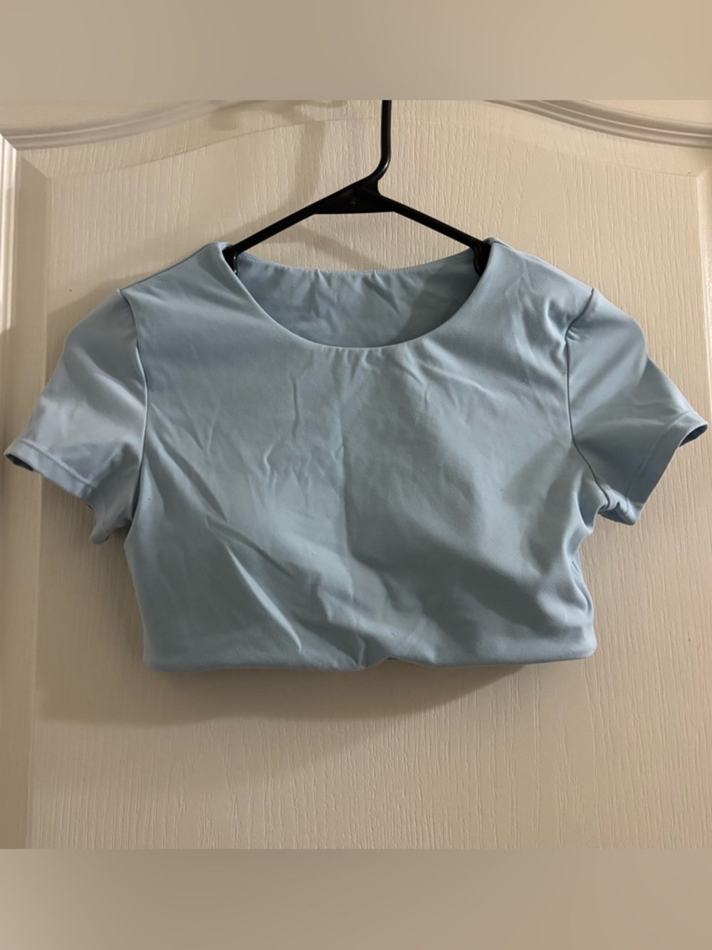 Classic Light Blue Women’s Short Sleeve Crop Top